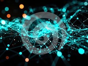 Futuristic Hexagonal Data Flow Visualization AI Technology and Network Dynamics