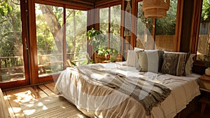 Experience the magic of a morning surrounded by birdsong in this cozy room. Let the natural symphony lull you back to
