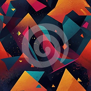 Abstract geometric wallpaper, geometric shapes, triangles, squares, multicolored, colorful background. AI Generative photo