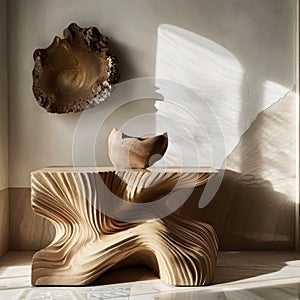 Experience nature inspired aesthetics with this stunning, fluid wooden sculpture photo