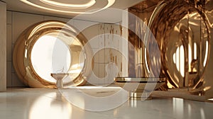 Bronze and Gold: Award-Winning 8K HD Interior Luxury with Shiny Bionic Walls photo