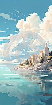 Headland Of Split, Croatia: A Soft Color Palette Homage To Krenz Cushart photo