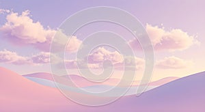 Dreamy Pastel Landscape with Soft Clouds - Serene Digital Artwork