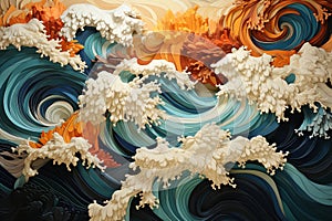 Abstract colorful background with swirls and splashes. 3d rendering Ai generative photo
