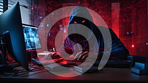 home office vulnerability: digital breach and corporate espionage. ai generated