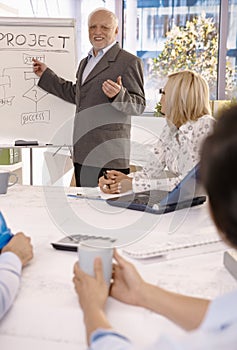 Experienced businessman training employees photo