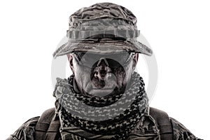 Experienced commando army military soldier studio portrait photo