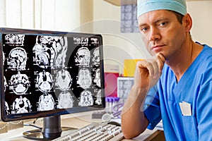 Experienced doctor with an MRI scan