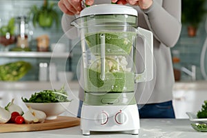 Experienced home chef preparing smoothie tasty healthy beneficial drink dietary sustainable blender mixer crushing