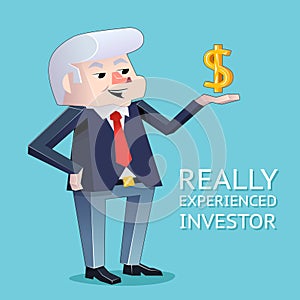 Experienced investor businessman character