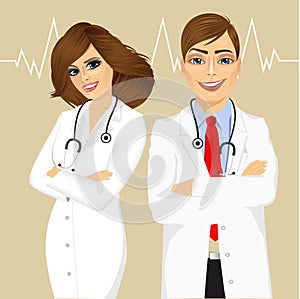 Experienced male and female doctors photo