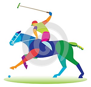 An experienced polo player on horseback