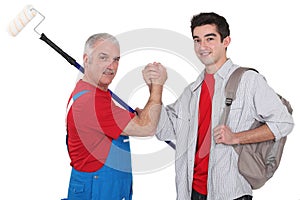 Experienced tradesman with new apprentice