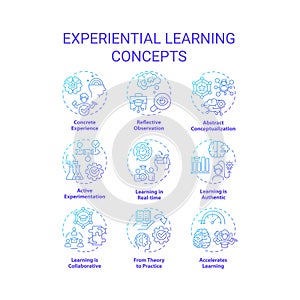 Experiential learning blue gradient concept icons