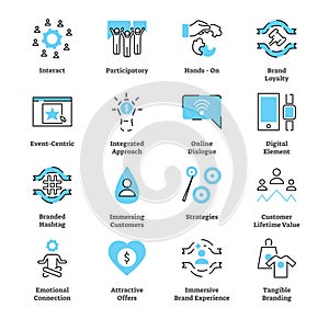 Experiential marketing flat icon collection set vector illustration. photo