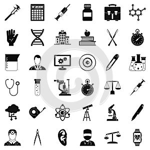 Experiment icons set, simple style