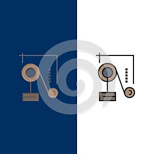 Experiment, Physics, Education, Experiment Physics  Icons. Flat and Line Filled Icon Set Vector Blue Background