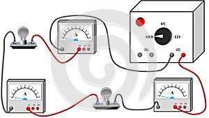 An experiment to measure the intensity of the electric current in a series circuit before operation