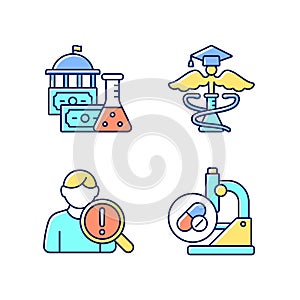 Experimental medicine RGB color icons set