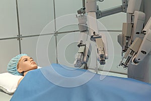 Experimental robotic surgery. healthcare and medical concept photo