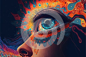 Experimentation, psychedelia, and bold mental, emotional, and spiritual Journey illustration generative ai photo