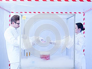 Experimenting with liquid nitrogen in sterile chamber