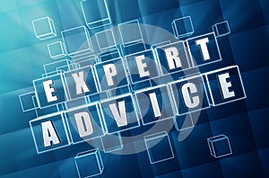 Expert advice in blue glass cubes