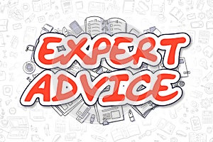 Expert Advice - Cartoon Red Word. Business Concept.