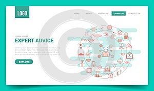 Expert advice concept with circle icon for website template or landing page homepage