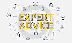 Expert advice concept with icon set with big word or text on center