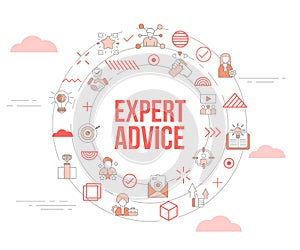 Expert advice concept with icon set template banner and circle round shape