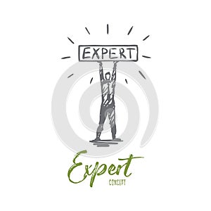Expert, business, professional, advice, person concept. Hand drawn isolated vector.