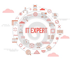 it expert concept with icon set template banner and circle round shape