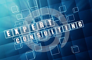 Expert consulting in blue glass cubes photo