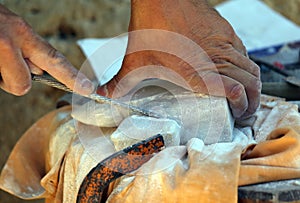 expert craftsman and stone sculpting photo