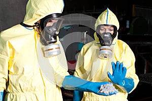 Expert disposing biohazard