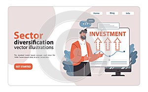 Expert guiding on sector diversification in investments. Flat vector illustration