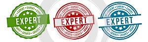 Expert label set. Expert stamp badge sign isolated on white background