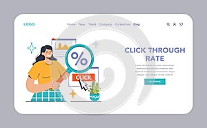 Expert marketer examines Click Through Rate metrics on a digital dashboard