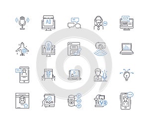 Expert systems line icons collection. Intelligence, Automation, Knowledge, Data, AI, Decision-making, Inference vector