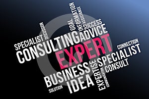 Expert word cloud collage, business and teamwork concept background