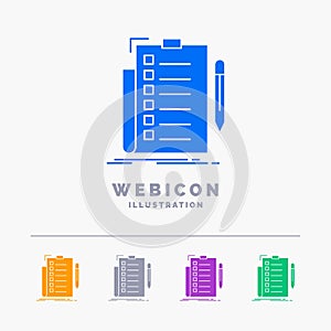 expertise, checklist, check, list, document 5 Color Glyph Web Icon Template isolated on white. Vector illustration