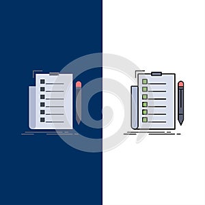 expertise, checklist, check, list, document Flat Color Icon Vector