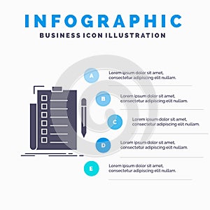 expertise, checklist, check, list, document Infographics Template for Website and Presentation. GLyph Gray icon with Blue