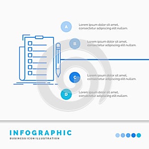 expertise, checklist, check, list, document Infographics Template for Website and Presentation. Line Blue icon infographic style