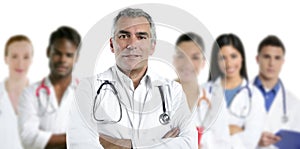 Expertise doctor multiracial nurse team row photo