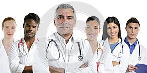 Expertise doctor multiracial nurse team row photo