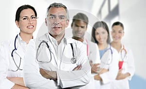 Expertise doctor multiracial nurse team row photo