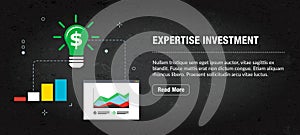 Expertise investment, banner internet with icons in vector