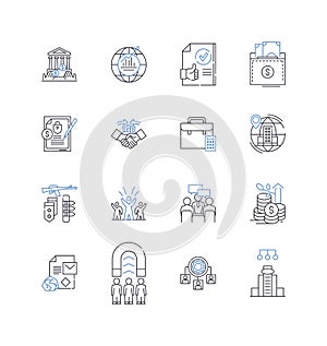 Expertise line icons collection. Proficient, Skilled, Experienced, Proficient, Accomplished, Talented, Competent vector photo